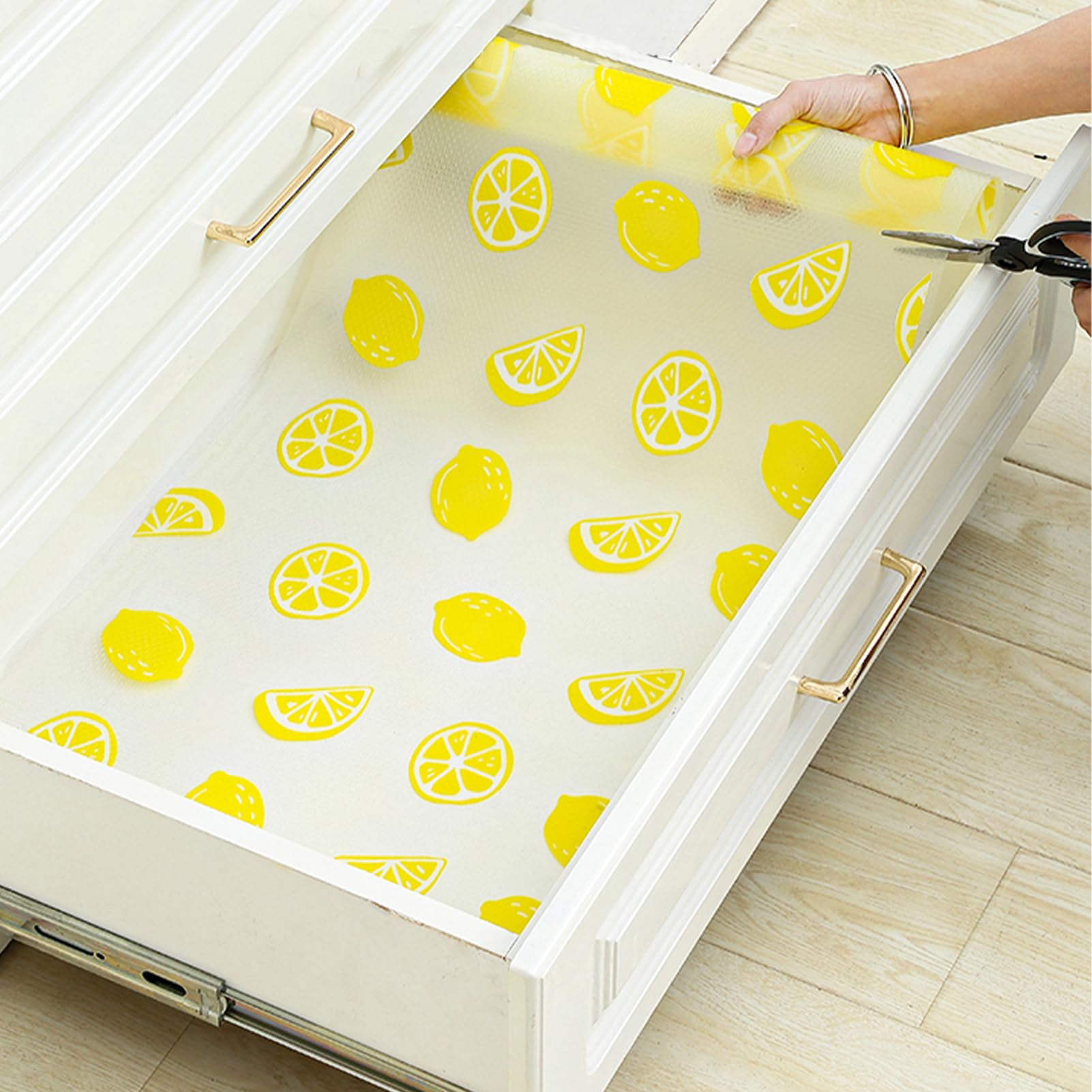 Folie din silicon pentru sertare, 45 x 200 cm, lemons