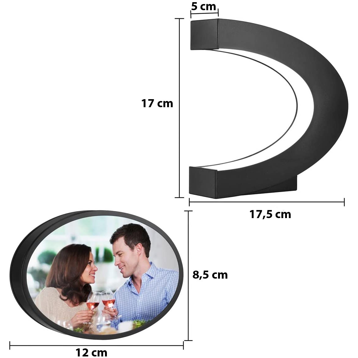 Rama foto cu levitatie magnetica, Negru, lumina LED - 2 | YEO