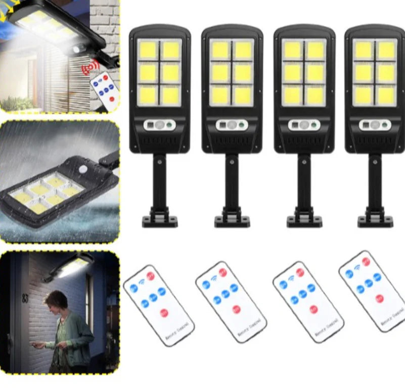 Set 4 x Lampa solara cu 6 celule, LED-uri COB si telecomanda - 1 | YEO