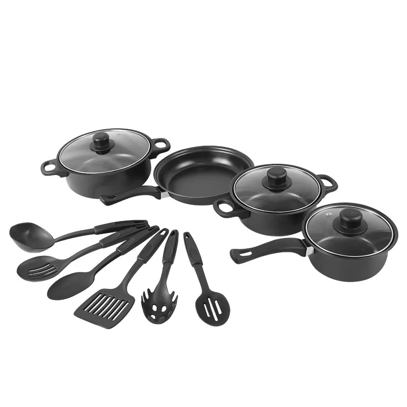 Set gatit 13 piese, Ustensile din silicon, Negru - 2 | YEO