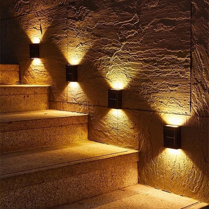 Set 4 x lampa solara cu lumina bidirectionala