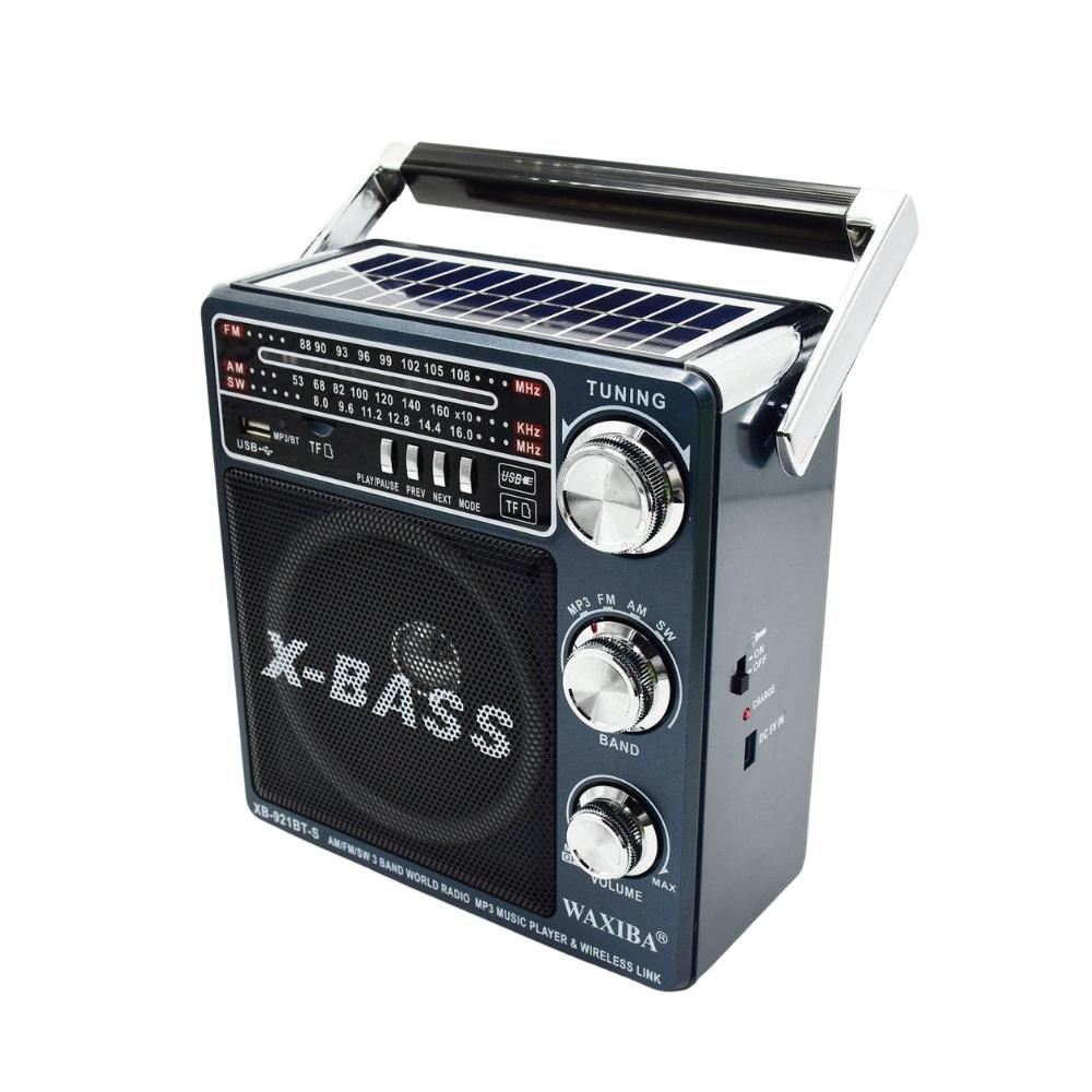 Radio solar Bluetooth, lanterna, USB, MP3 player - Negru