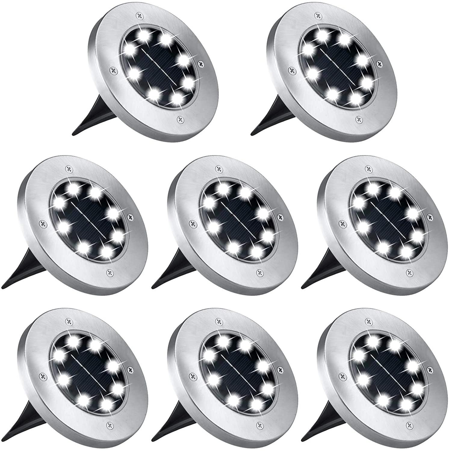 Set 4/8/12 lampi solare pentru pamant, Silver Disk Lights - 2 | YEO