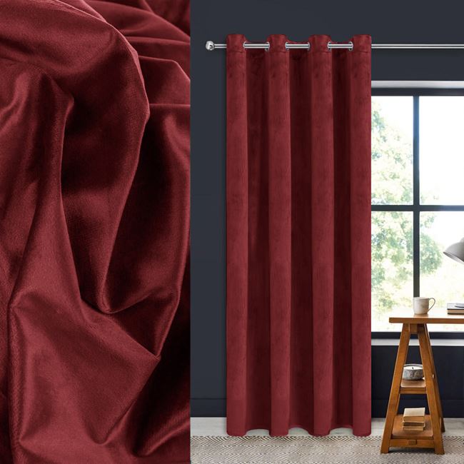 Draperie rosu bordo velvet, 140x260 cm, prindere cu inele