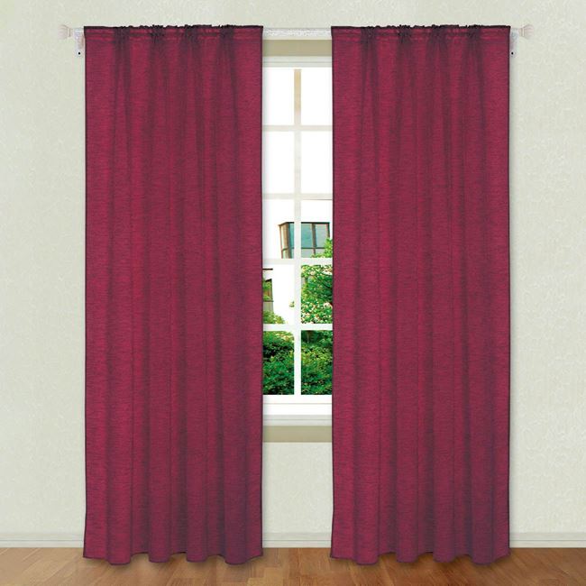 Set 2 x perdea rosu bordo 140x260 cm, banda pentru sina