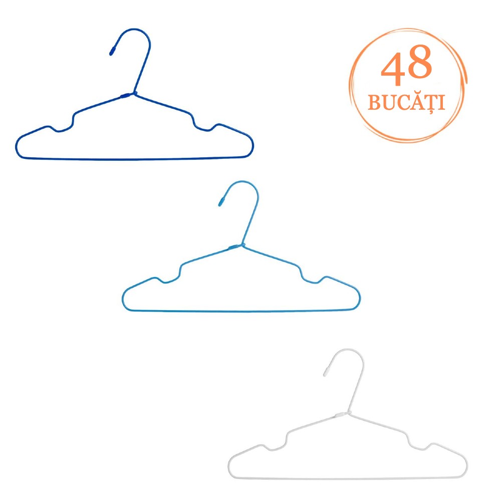 Set 48 umerase metalice pentru haine copii, Bleu - 1 | YEO