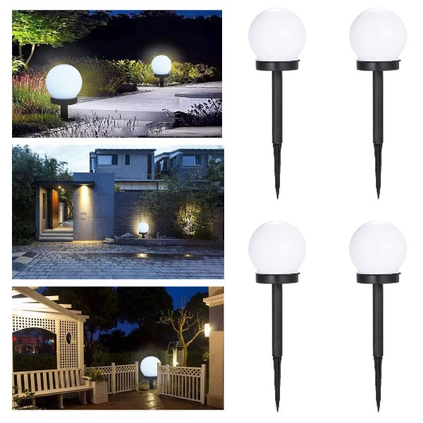 Set 4 x lampa solara tip glob pentru gradina, ip44, h 35