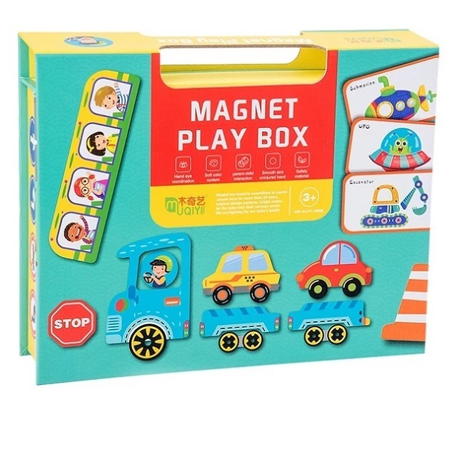 Cutie cu puzzle Magnetic Play Box, Vehicule 75 piese - 1 | YEO