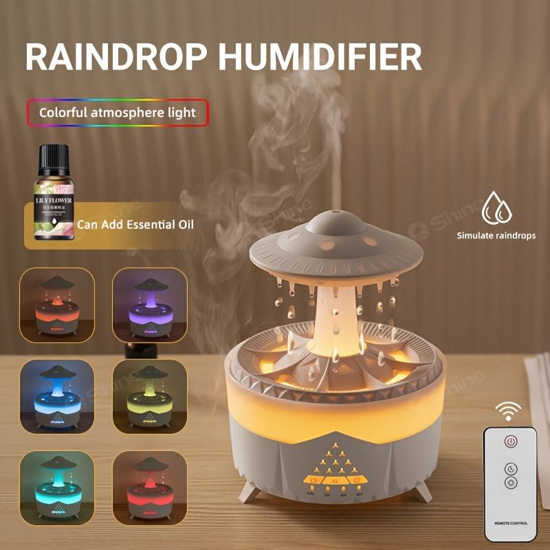 Umidificator aromaterapie cu uleiuri esentiale, Rain Drop - 1 | YEO