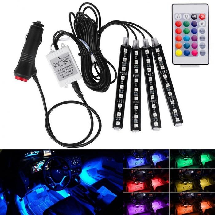 Lumini ambientale auto Kit interior LED RGB cu telecomanda - 1 | YEO