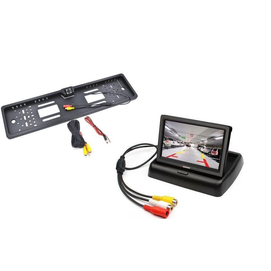 Suport numar inmatriculare cu camera video marsarier + Display pliabil LCD TFT 4.3"