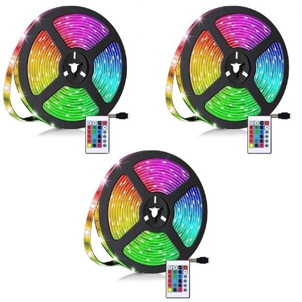 Set 3 x Banda LED RGB 5 M, multicolor cu telecomanda 