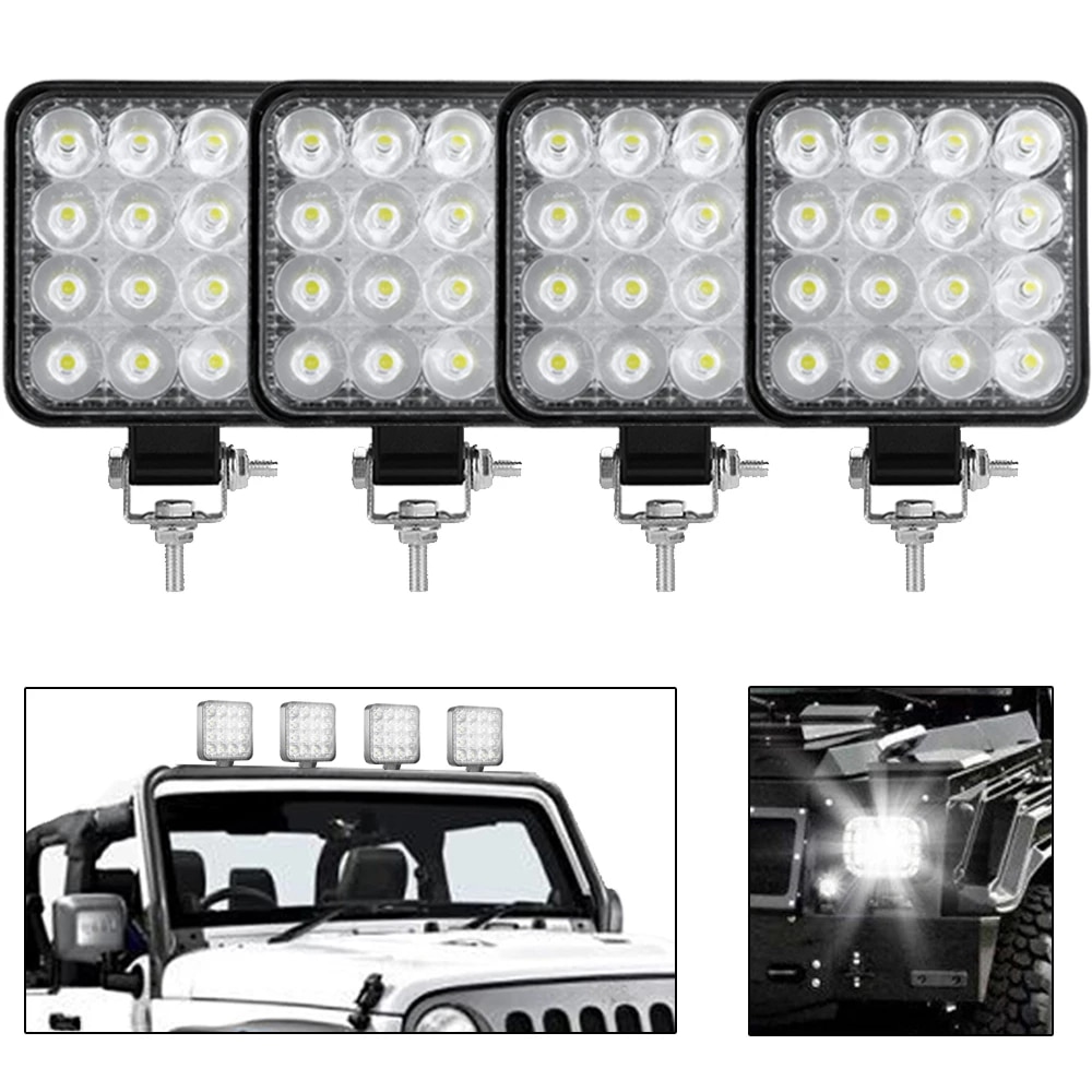 Set 4 proiectoare 16 LED 48W auto IP 67