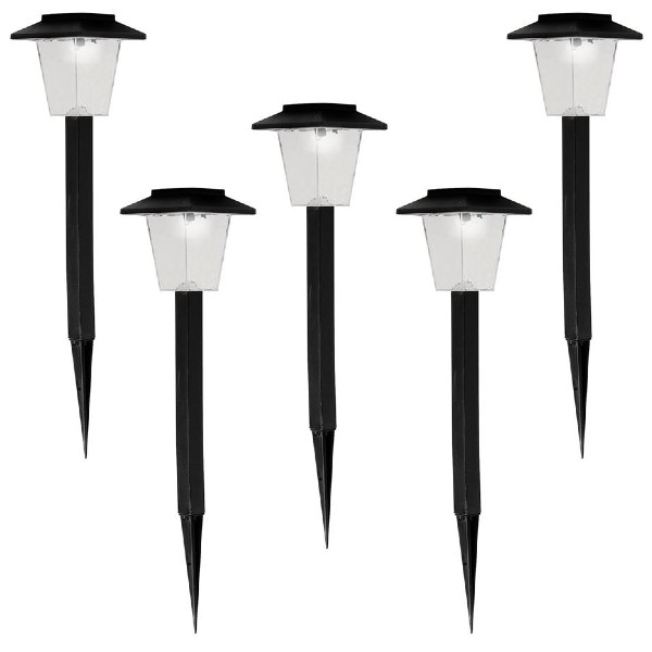 Set 5 x lampa solara 30 cm, Negru