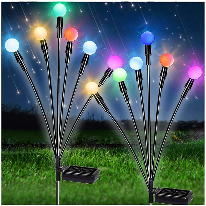 Set 2 x Lampa solara LED Multicolor, 6 bulbi licurici