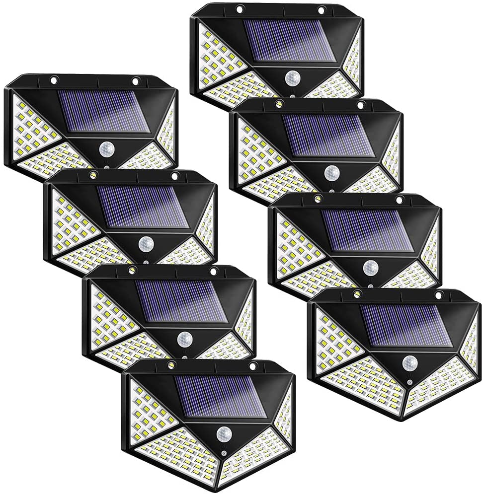 Set 8 x Lampa 100 LED cu panou solar, senzor de miscare