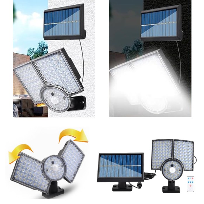 Set 2 x lampa solara 112 LED, 3 casete, senzor de miscare