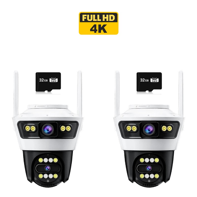 Set 2 x Camera dubla 6MP Night Vision Wi-Fi, Full HD 4K, Recunoastere Faciala