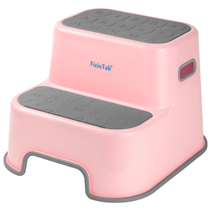 Scaunel inaltator WC pentru copii, FizioTab®Kids, Roz/Gri