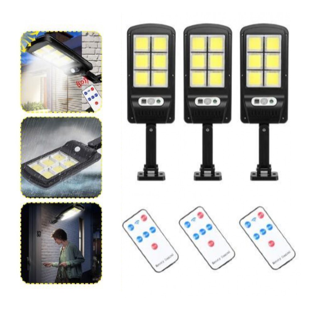 Set 3 x Lampa solara cu 6 celule, telecomanda