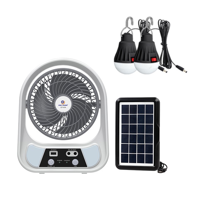 Ventilator solar cu 2 becuri si lanterna