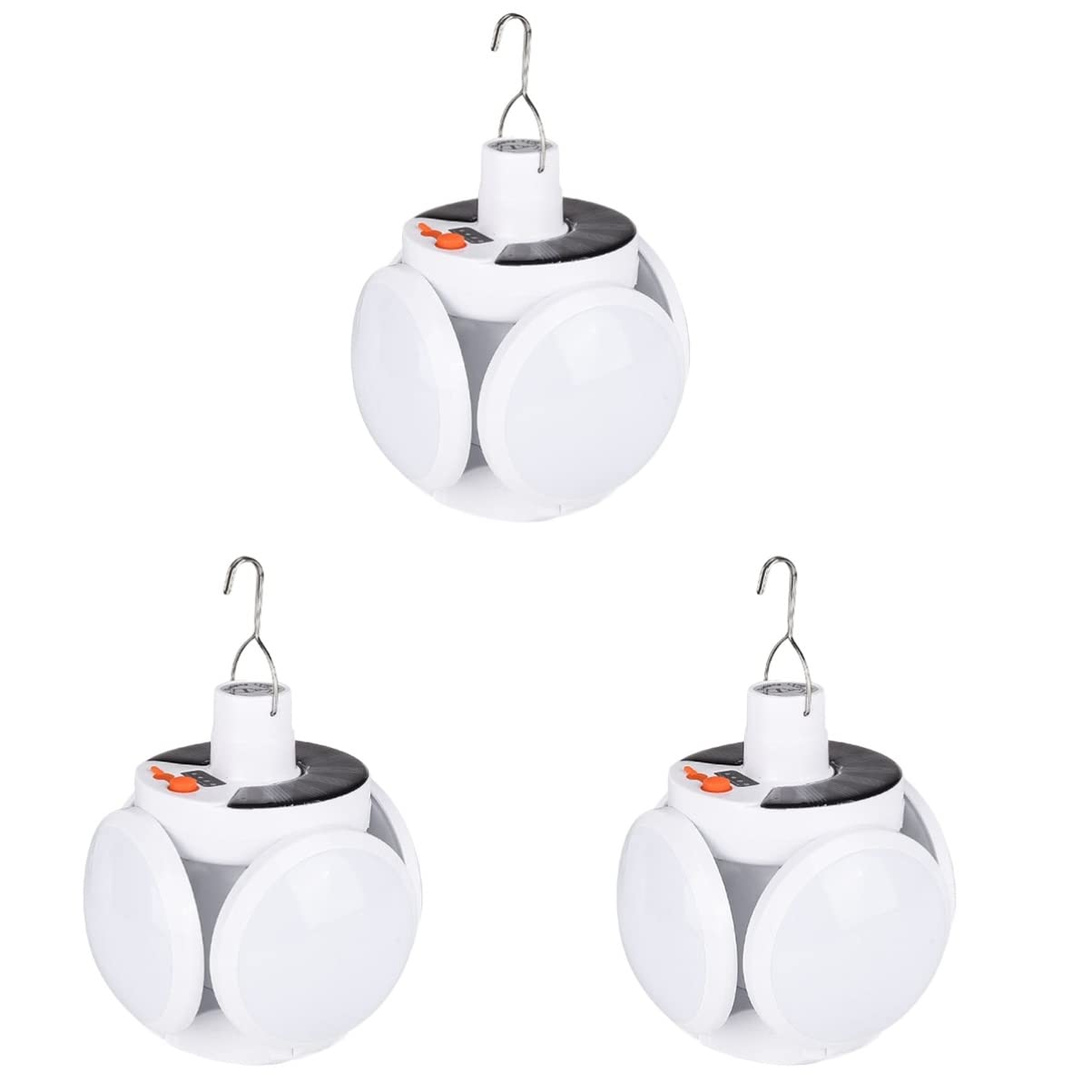 Set 3 x Bec cu panou solar si acumulator, 5 trepte de iluminat