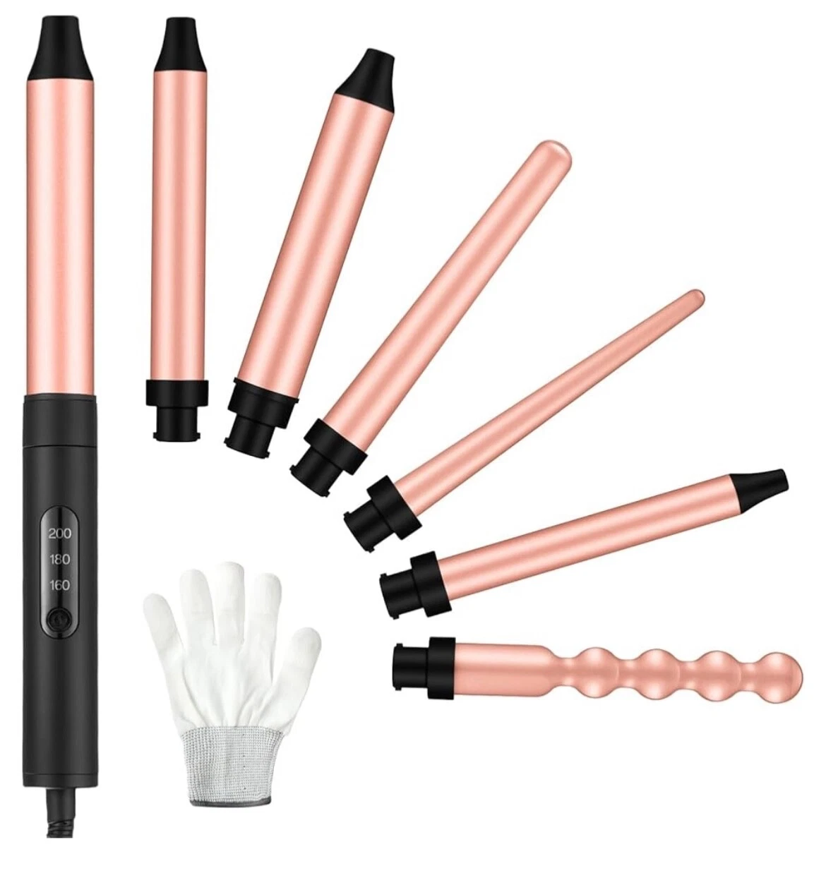 Ondulator de par cu 6 accesorii, 19 mm/25 mm/32 mm