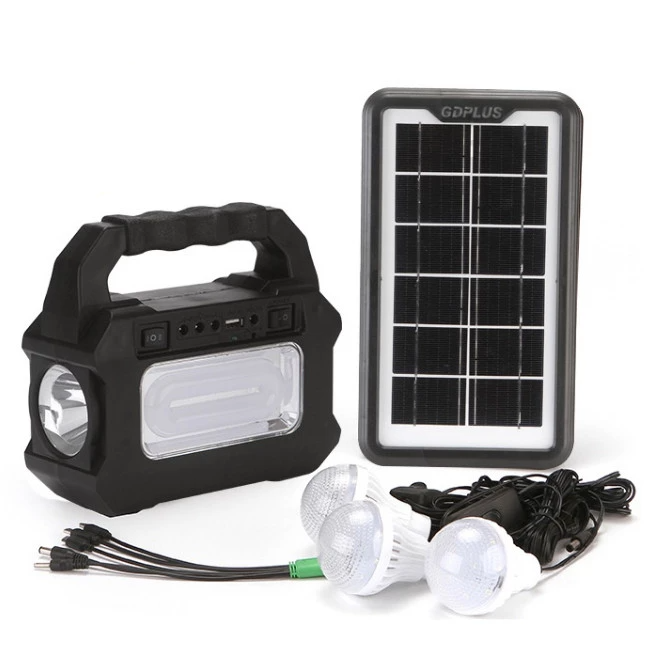 Kit panou solar GD-8080 cu 3 becuri si lanterna inclusa