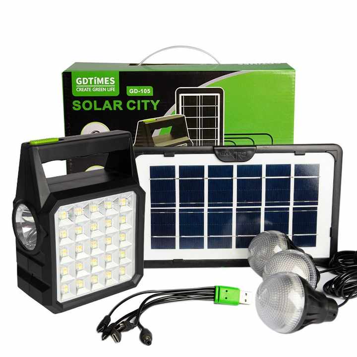 Kit solar LED GD-105 LED, Lanterna multifunctionala cu panou solar