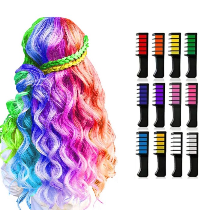 Creta colorata pentru par, Set 12 nuante - Vopsit Temporar