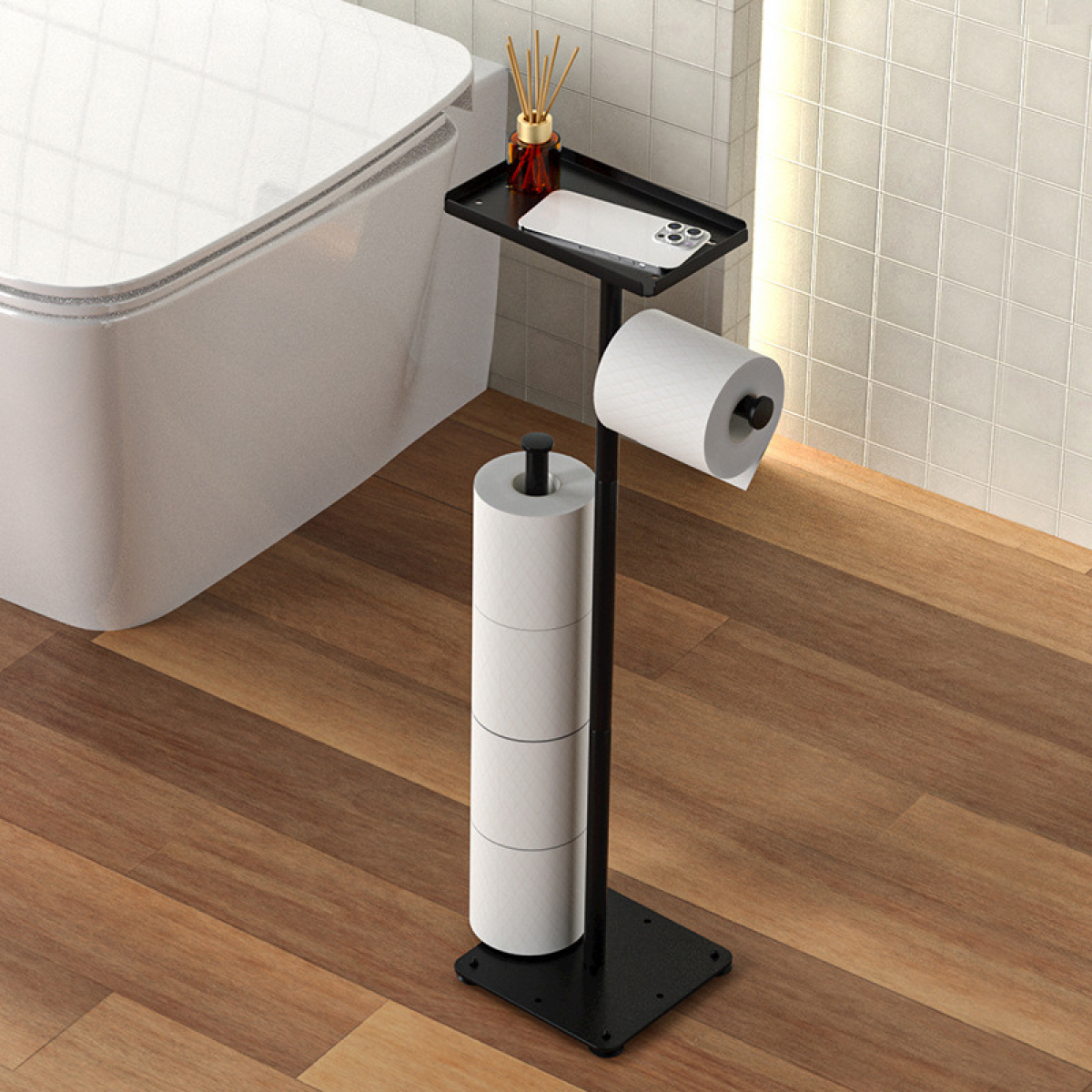 Suport metalic pentru hartia igienica 72 cm, Negru