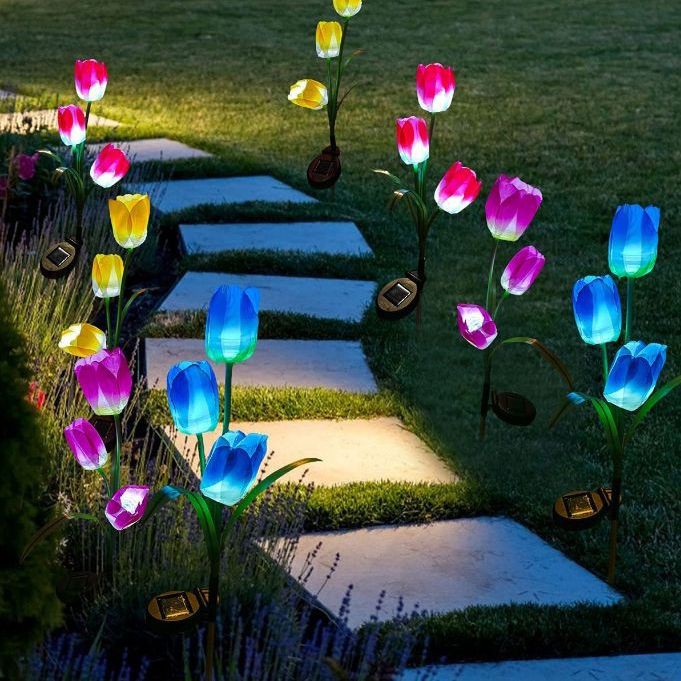 Set 2 x lampa solara Lalele decorative, 70 cm, IP 66