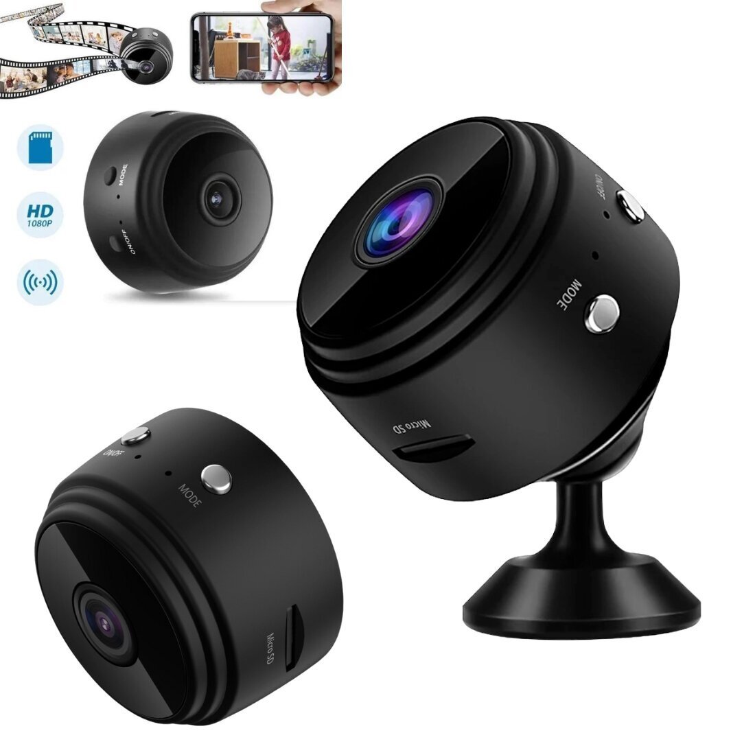 Set 2 x Camera video Wi-Fi 1080p HD, NightVision, Senzor de miscare