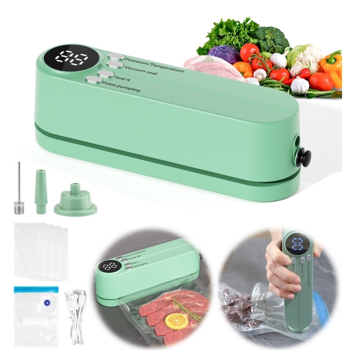 Aparat de vidare portabil, pentru alimente solide si lichide, Verde
