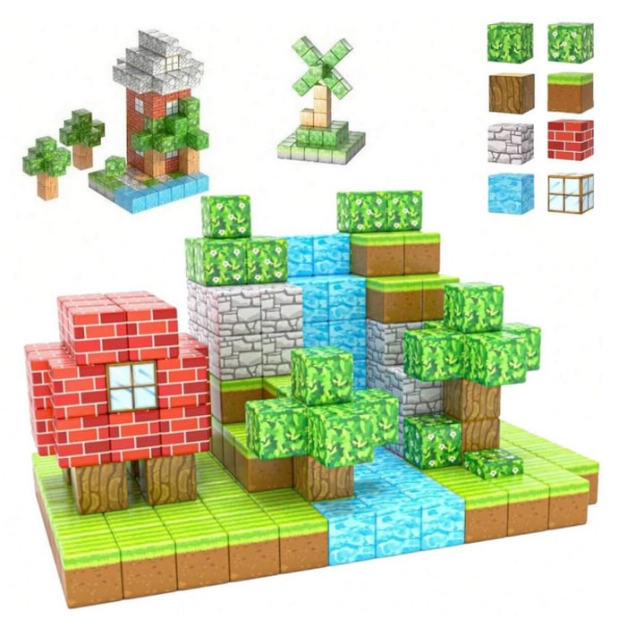 Set 140 de cuburi magnetice Mine Craft