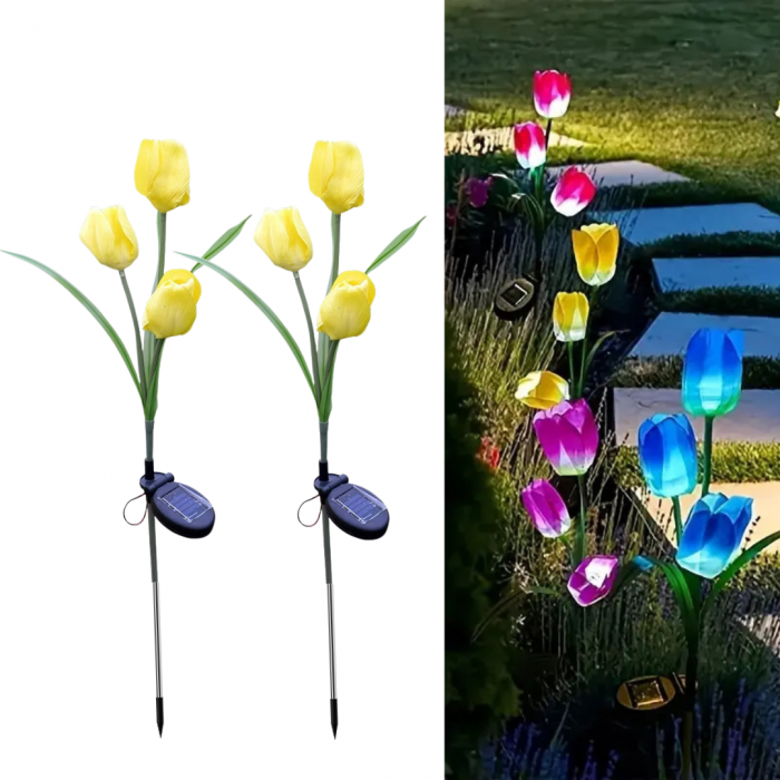 Set 2 x lampa solara Lalele decorative, 70 cm, IP 66