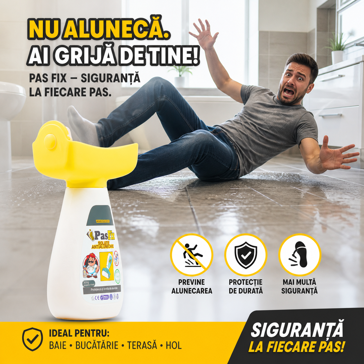 Solutie antialunecare cu rola aplicatoare, 300 ml