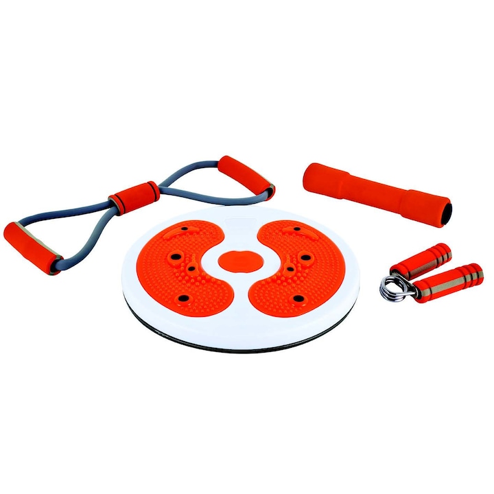 Set fitness 5 piese: disc rotativ, gantere si flexor
