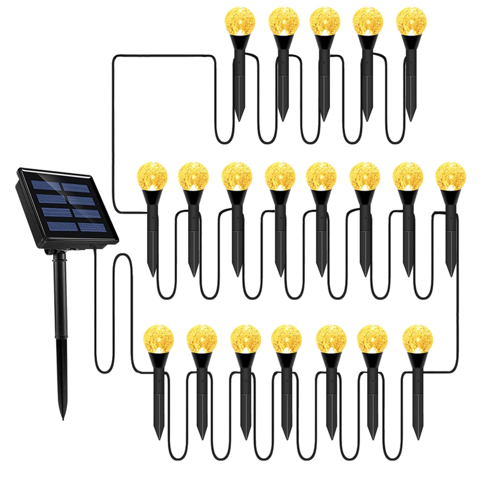 Lampa solara de gradina cu 20 bulbi LED, Waterproof, Alb cald