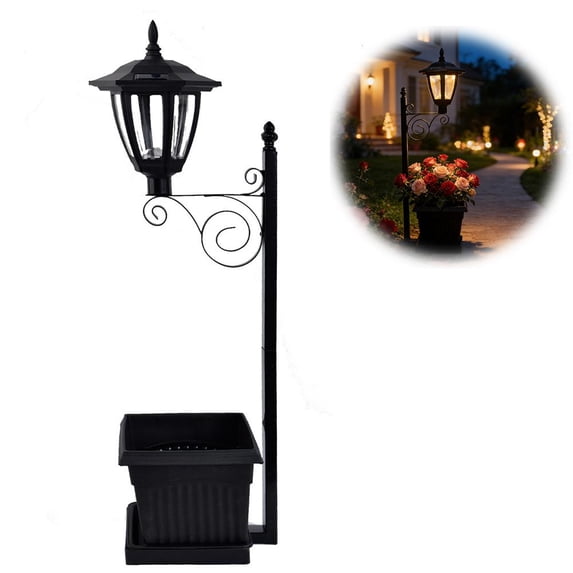 Lampa solara cu ghiveci integrat, LED alb cald