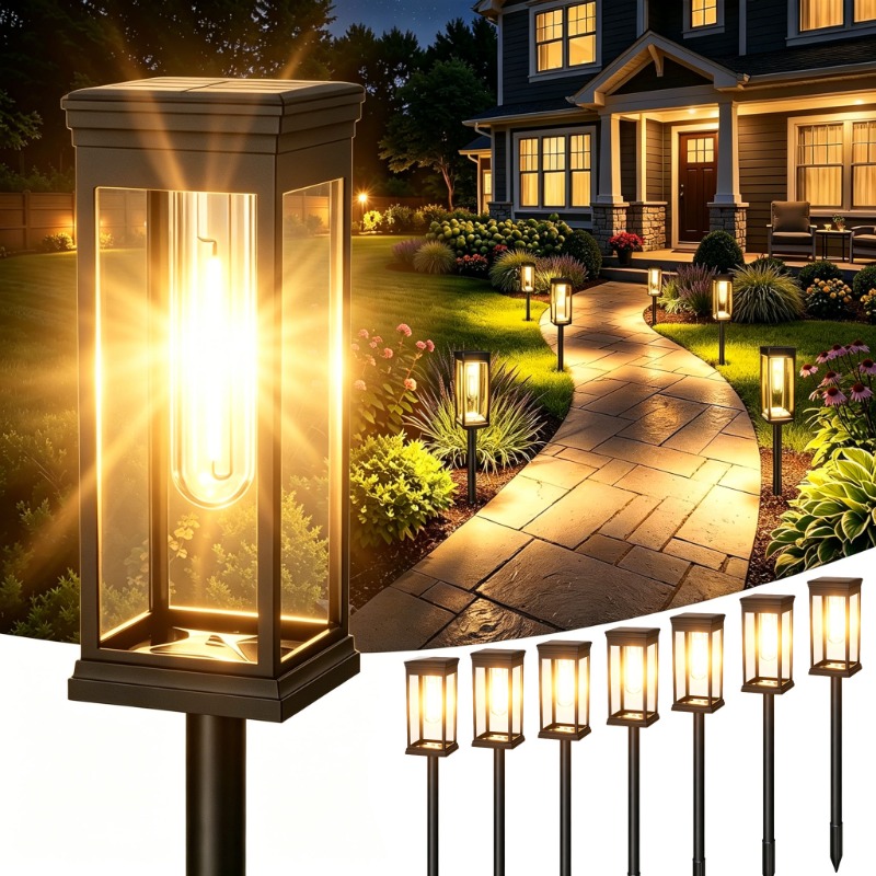 Set 8 x Lampa solara de gradina, IP65, LED Alb cald