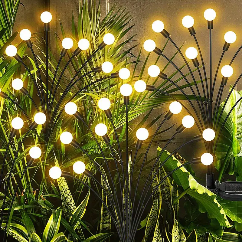 Set 4 x Lampa solara LED Alb Cald, 8 bulbi licurici