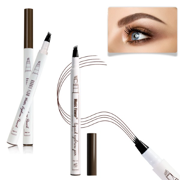 Set 2 x Creion sprancene cu efect de microblading, Maro