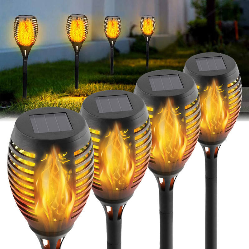 Set 4 x Lampa solara tip torta cu efect flacara, 51.5 cm