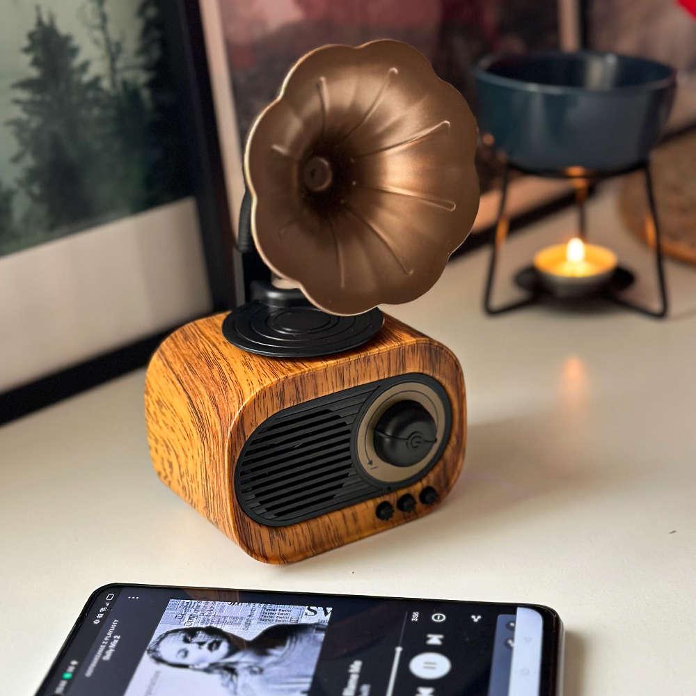 Boxa Retro Gramofon, Bluetooth, USB/TF, Baterie 1200 MAh