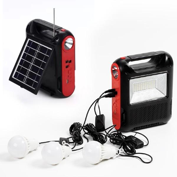 Boxa solara cu Radio, Bluetooth, lanterna si 3 becuri LED