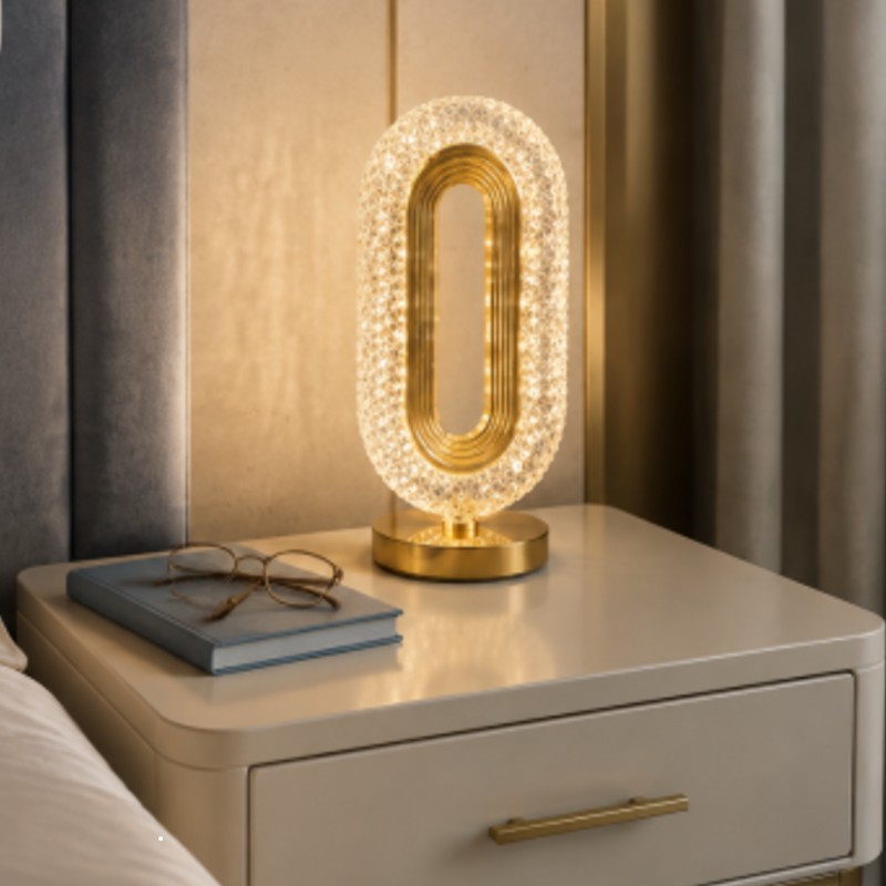 Lampa de masa, cu touch, incarcare USB, Crystal