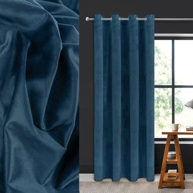 Draperie Albastru Velvet, 140x260 cm, prindere cu inele