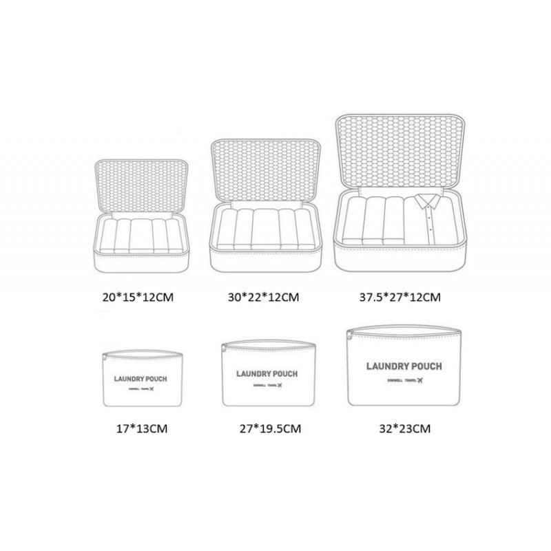 Set 6 genti organizator pentru voiaj, prevazute cu fermoar