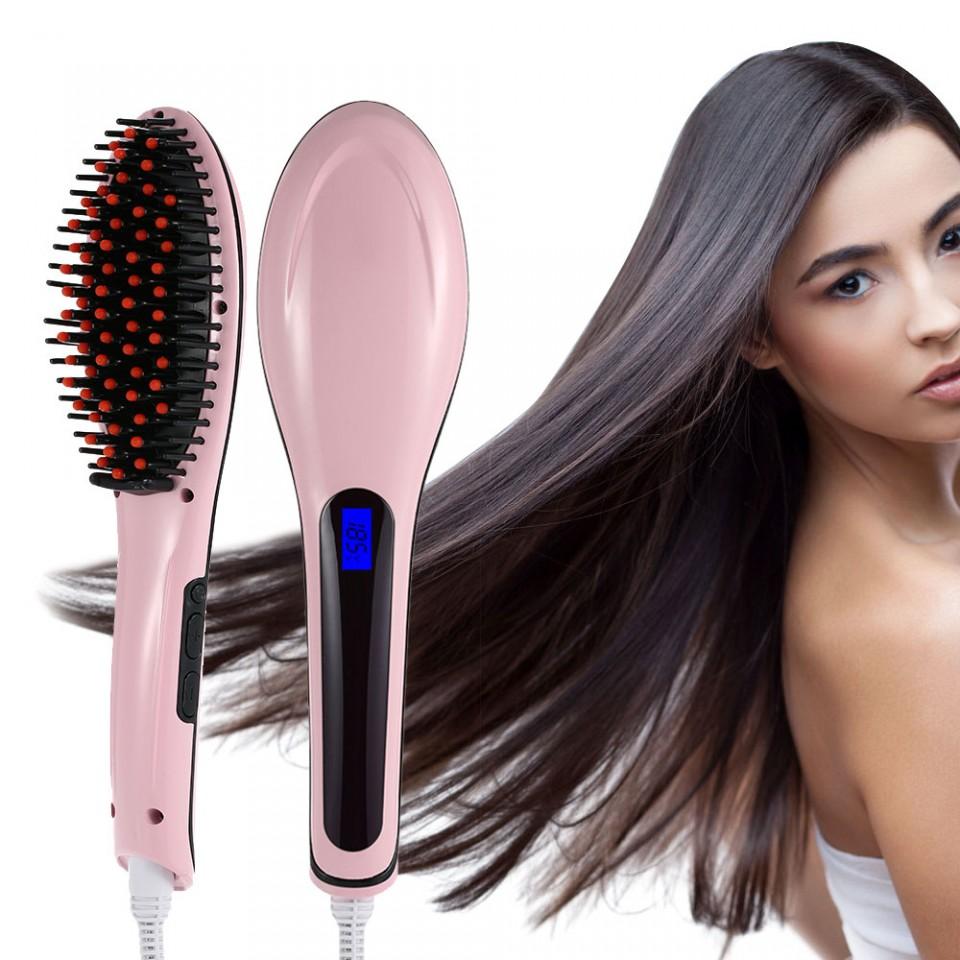Straight Brush - Perie revolutionara de indreptat parul cu ioni si afisaj LCD